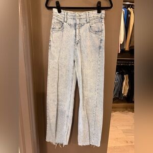 Mango Wideleg Low Frayed Hem Jeans